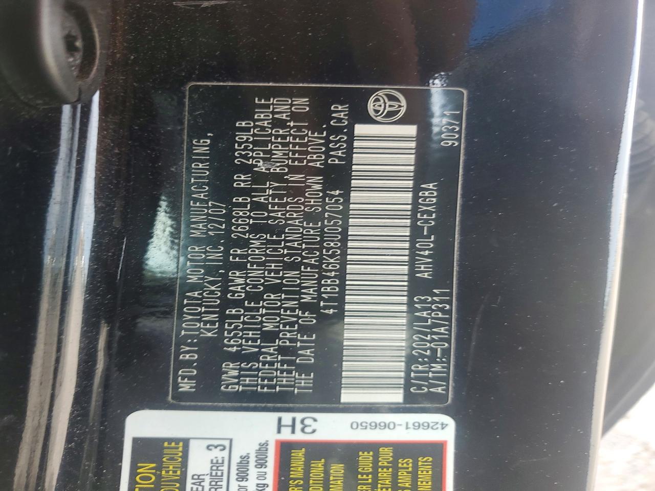 2008 TOYOTA CAMRY