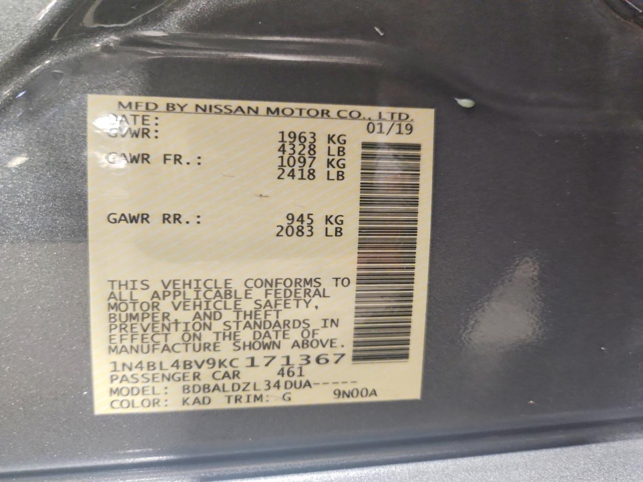 2019 NISSAN ALTIMA