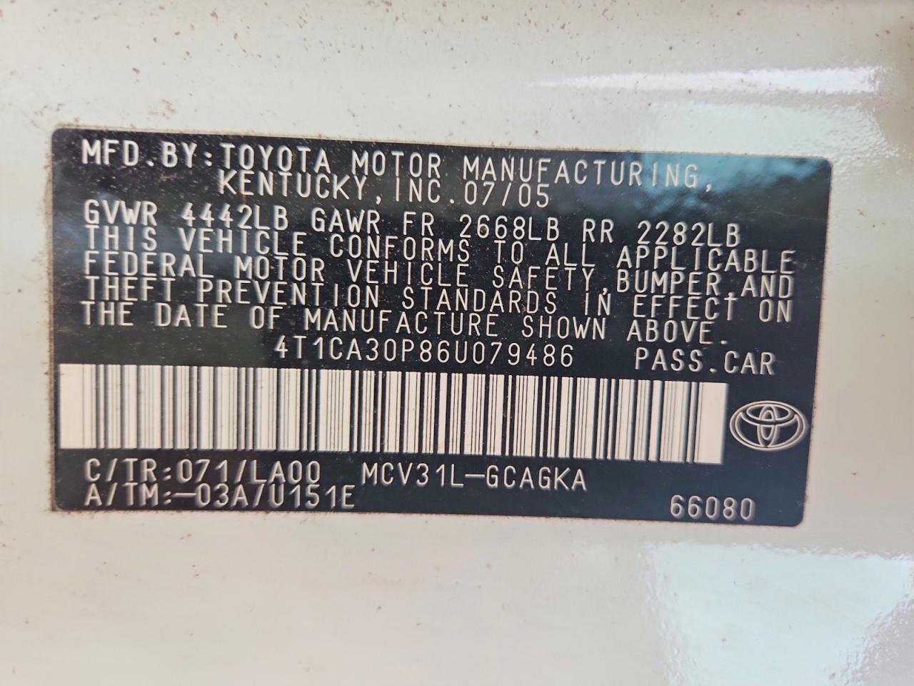 2006 TOYOTA CAMRY SOLA