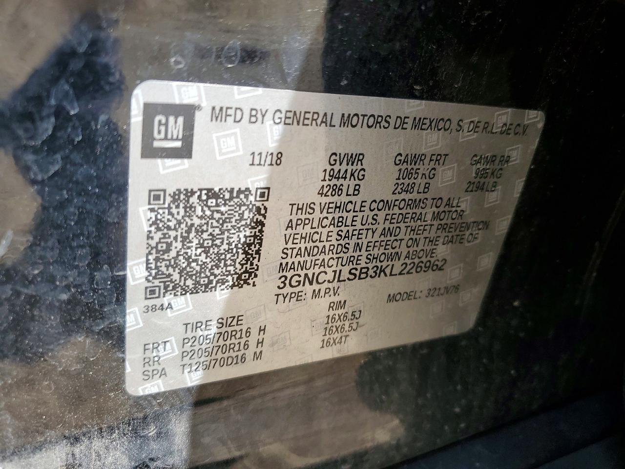 2019 CHEVROLET TRAX
