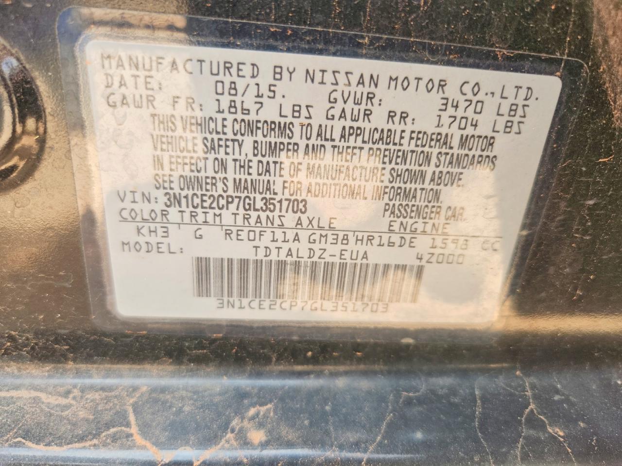 2016 NISSAN VERSA