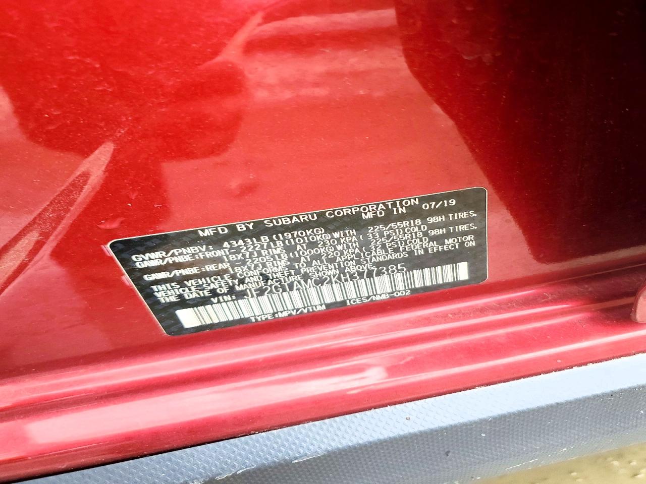 2019 SUBARU CROSSTREK