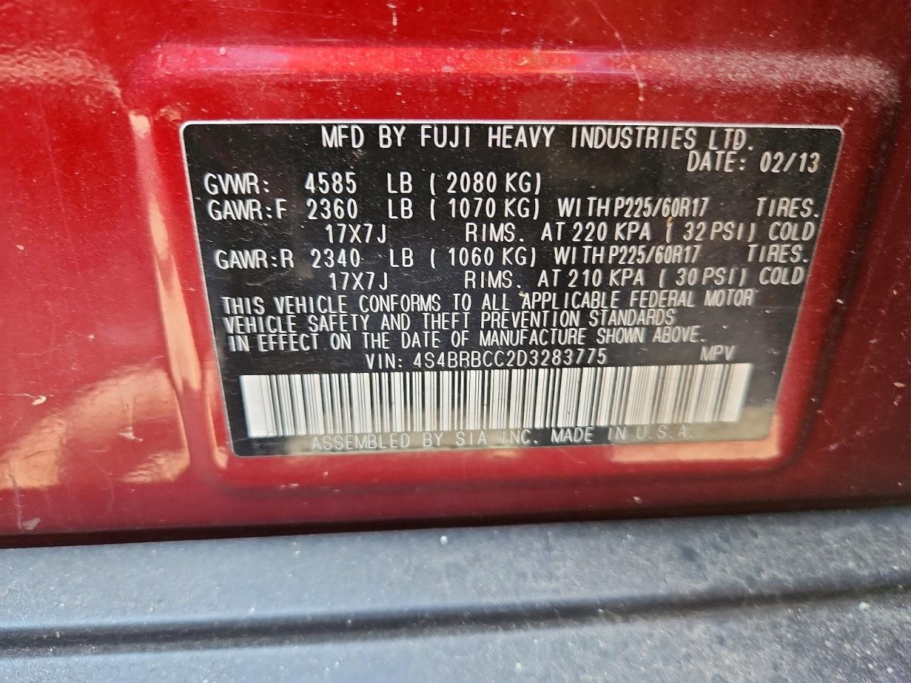 2013 SUBARU OUTBACK