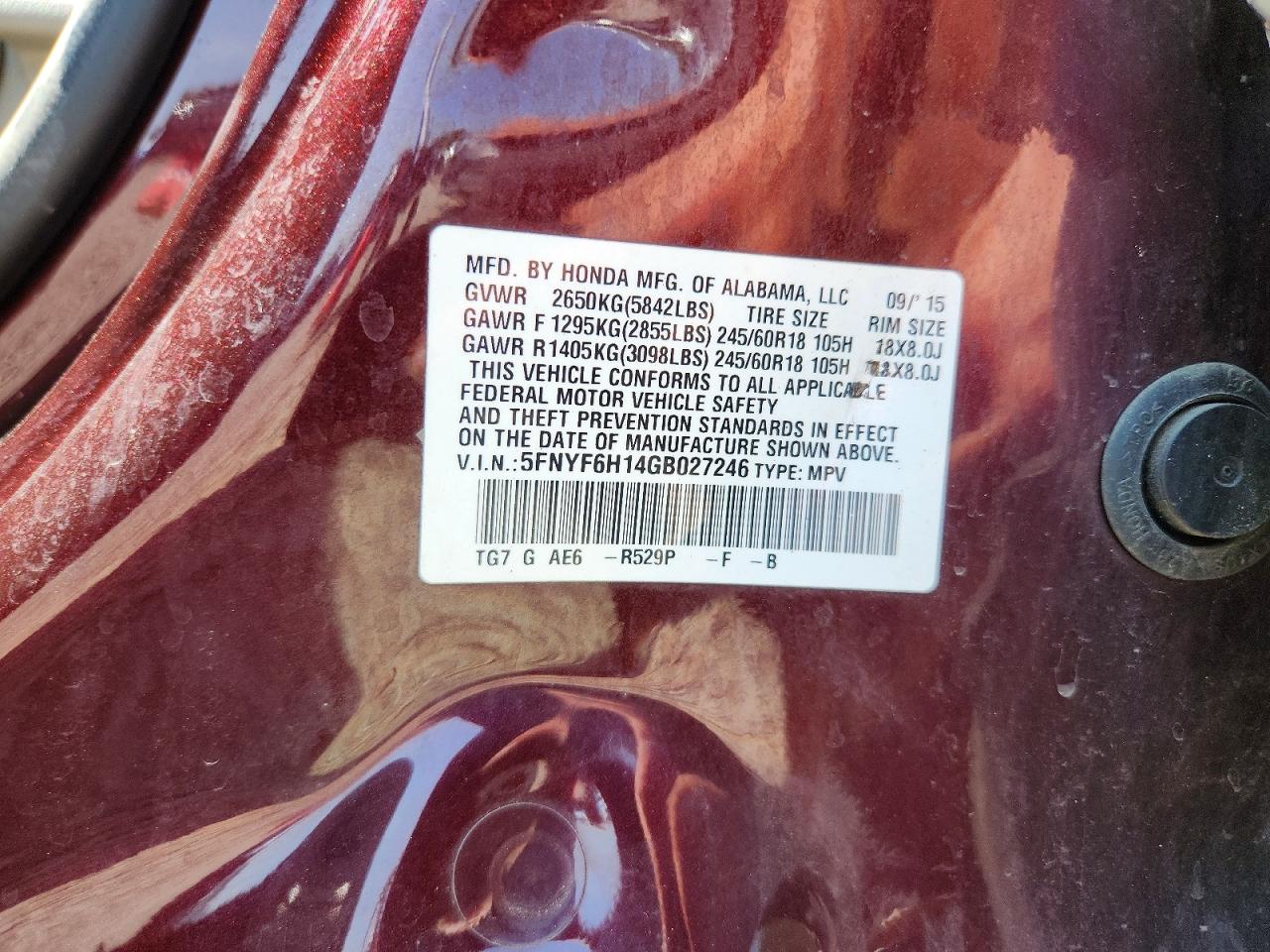 2016 HONDA PILOT