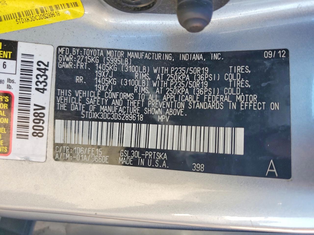 2013 TOYOTA SIENNA
