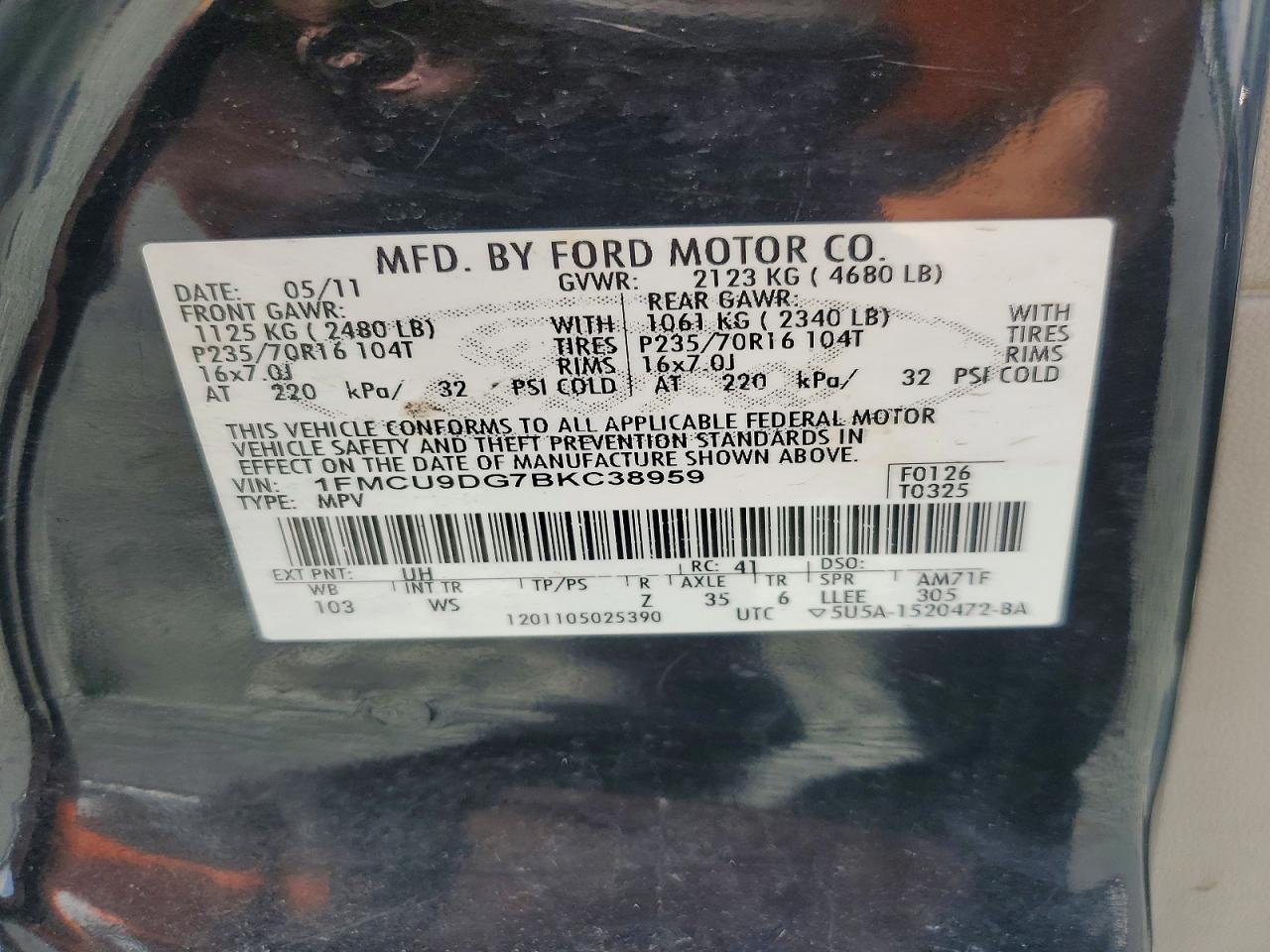 2011 FORD ESCAPE