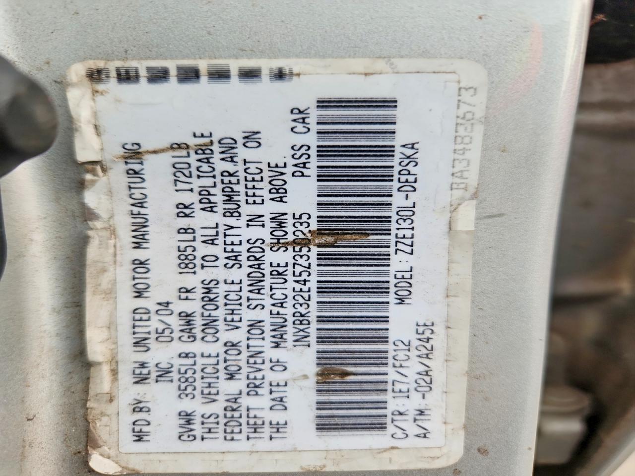 2005 TOYOTA COROLLA