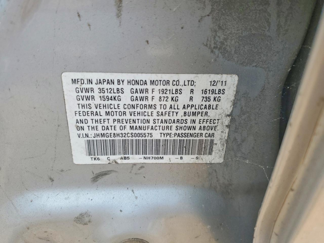 2012 HONDA FIT