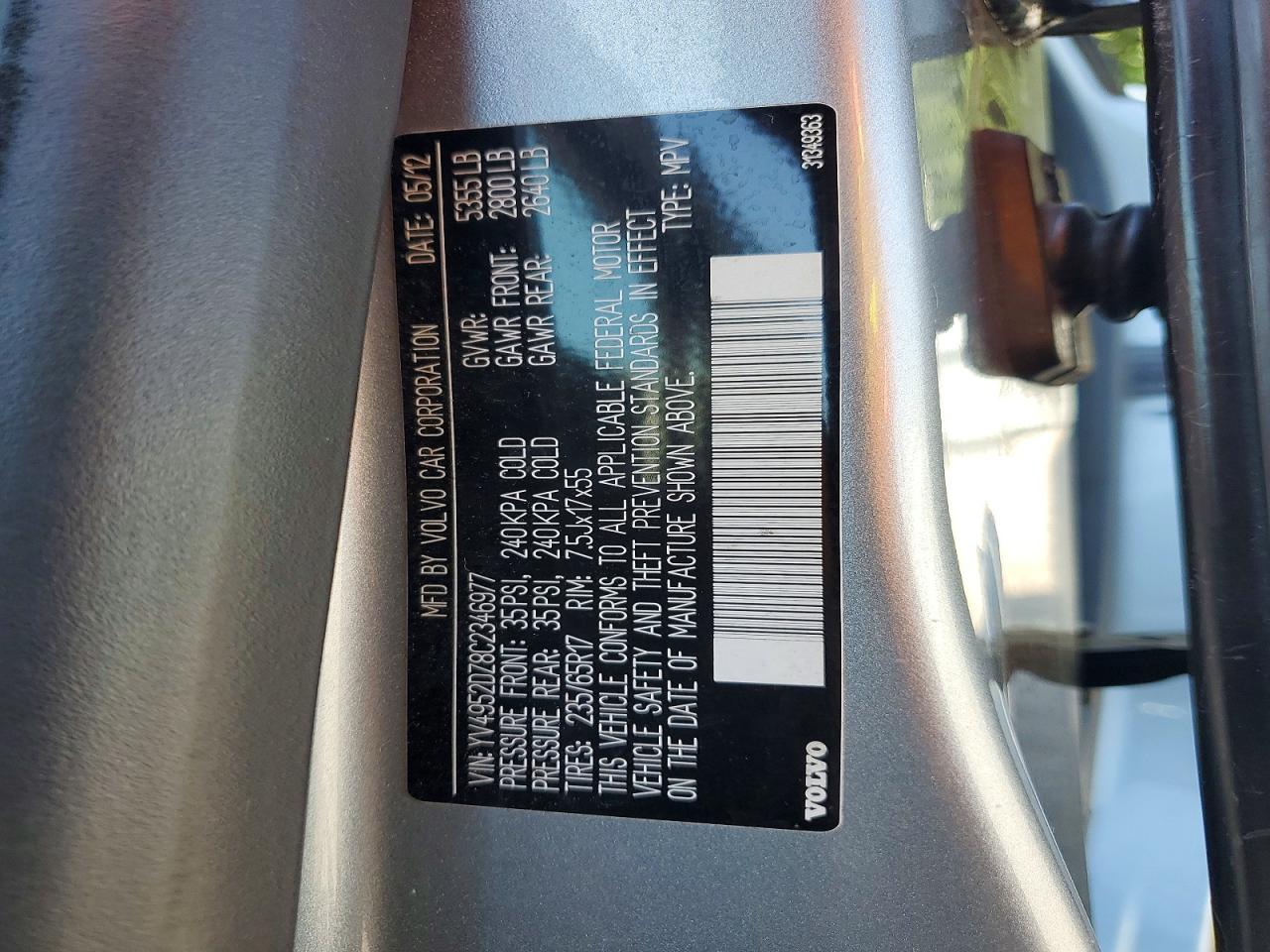 2012 VOLVO XC60