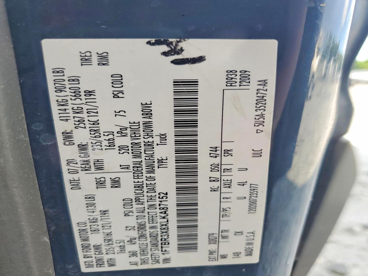 2020 FORD TRANSIT