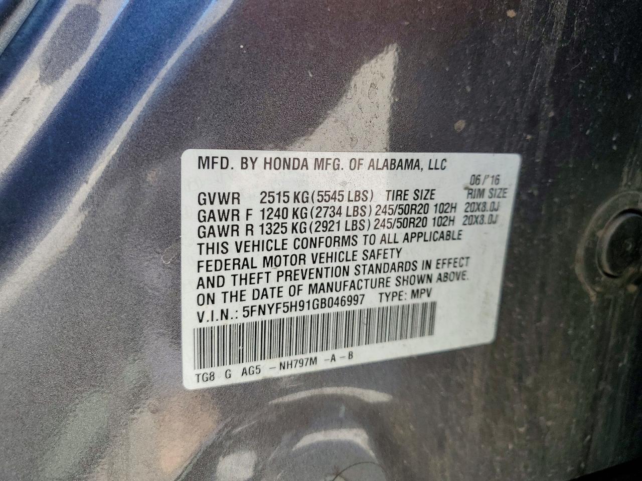 2016 HONDA PILOT