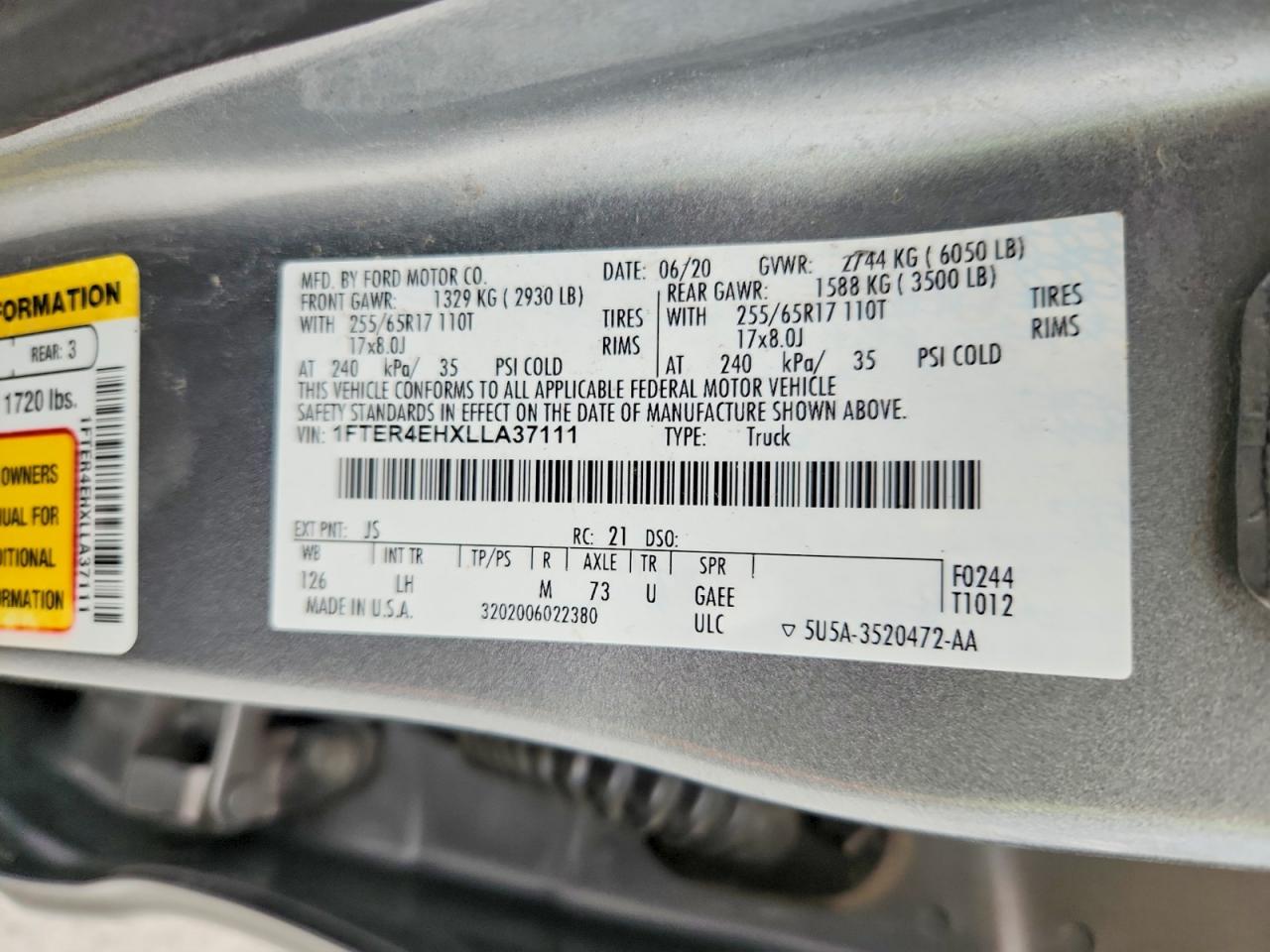 2020 FORD RANGER