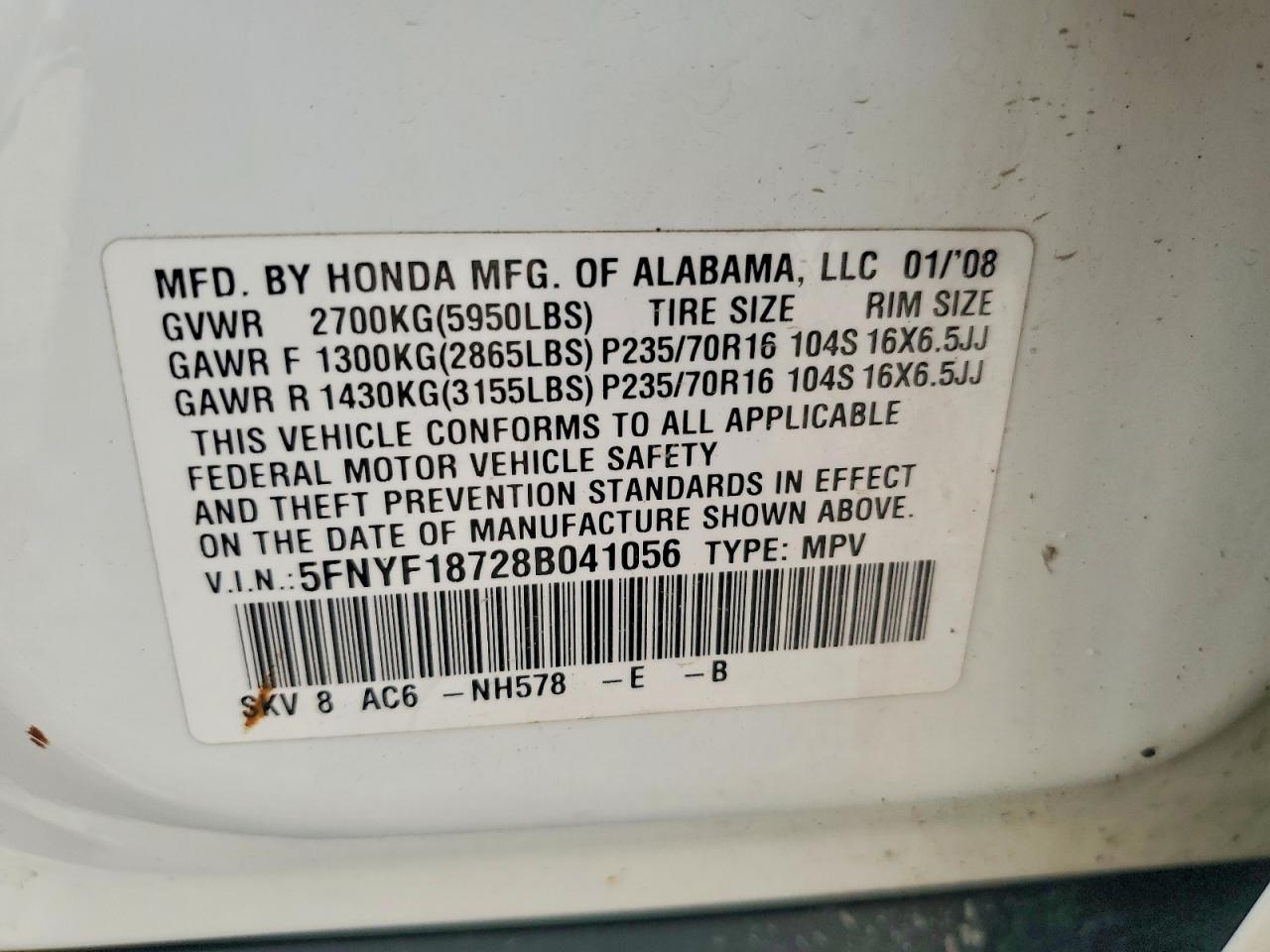 2008 HONDA PILOT