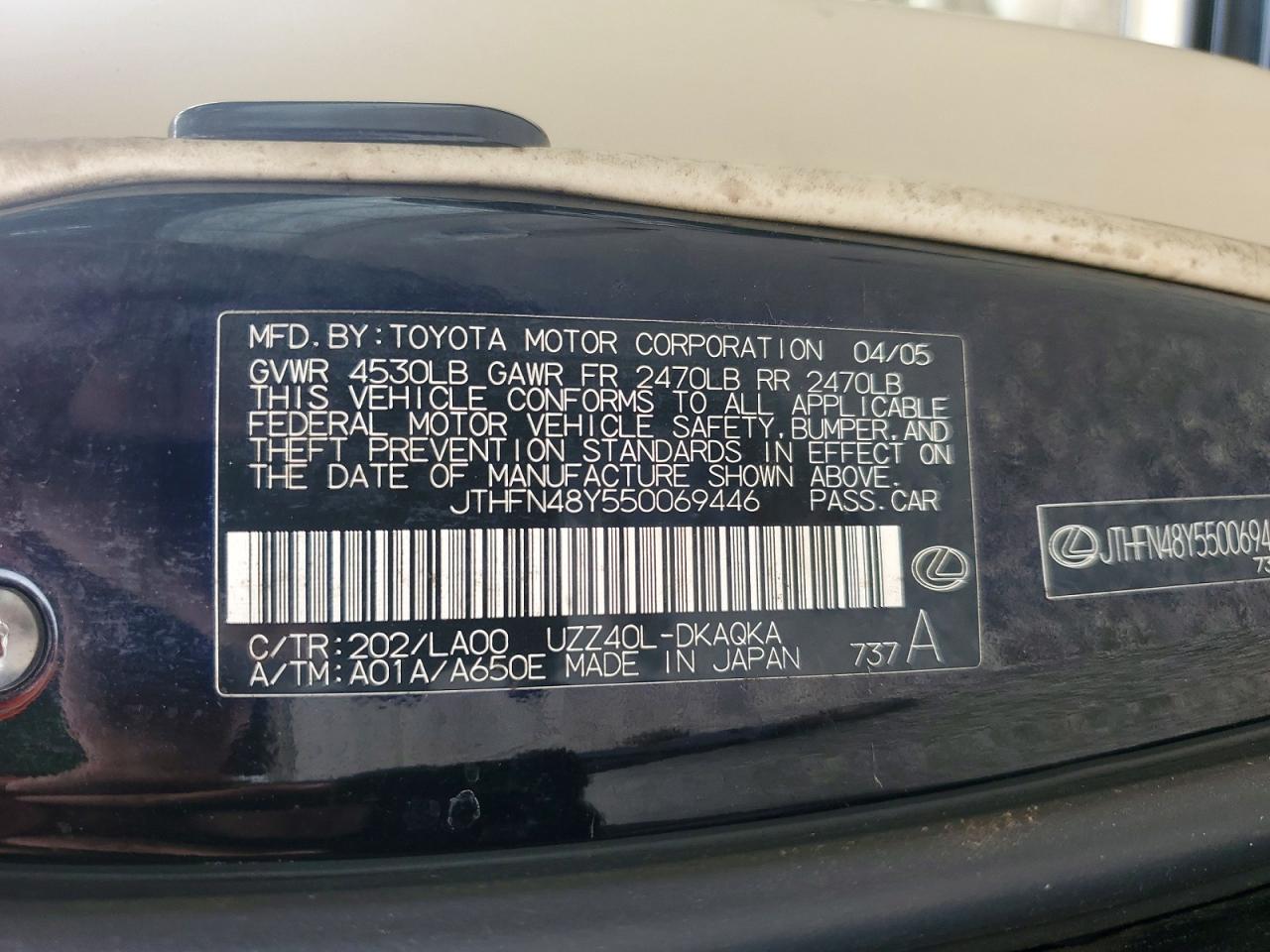 2005 LEXUS SC430