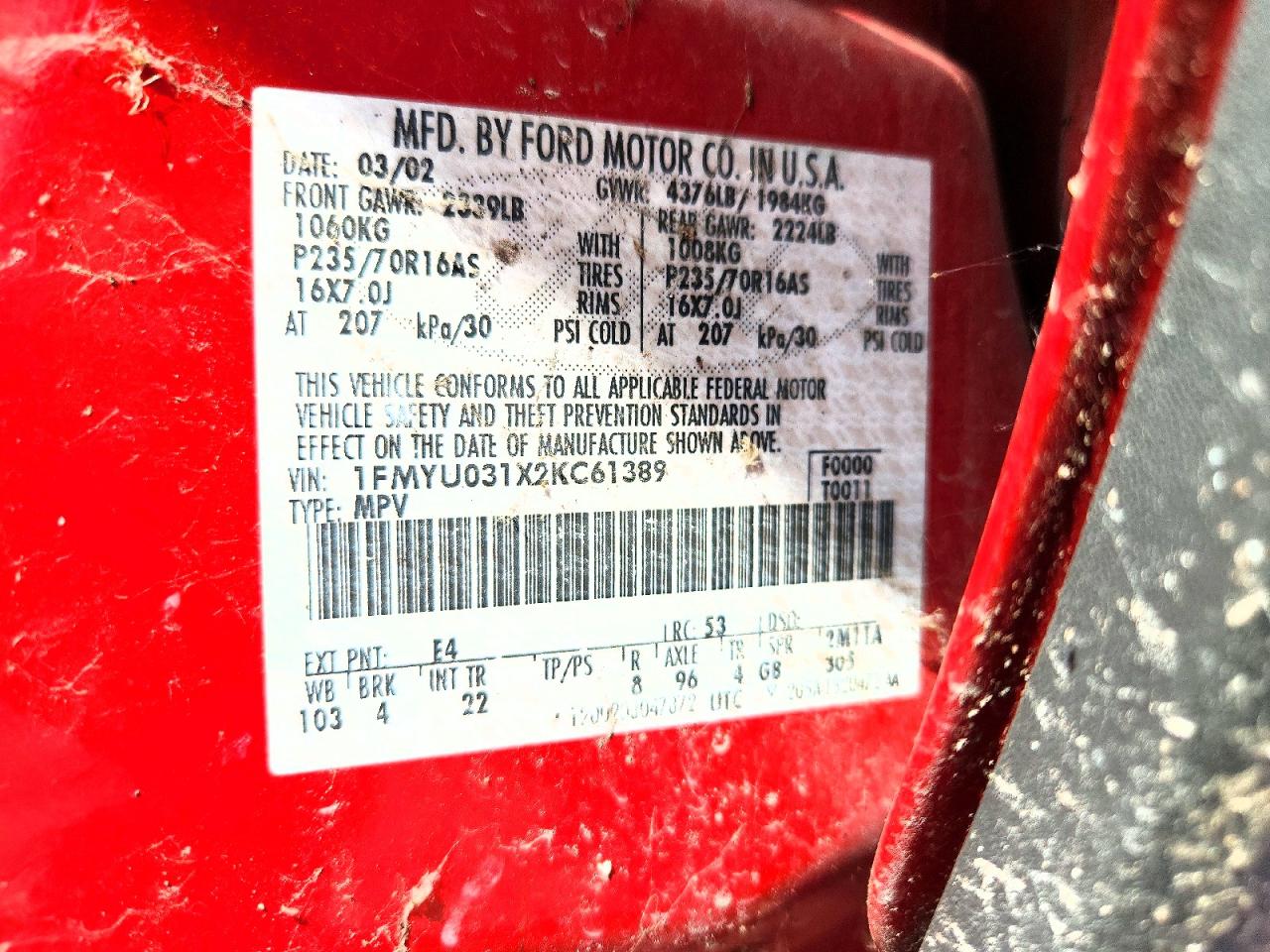 2002 FORD ESCAPE