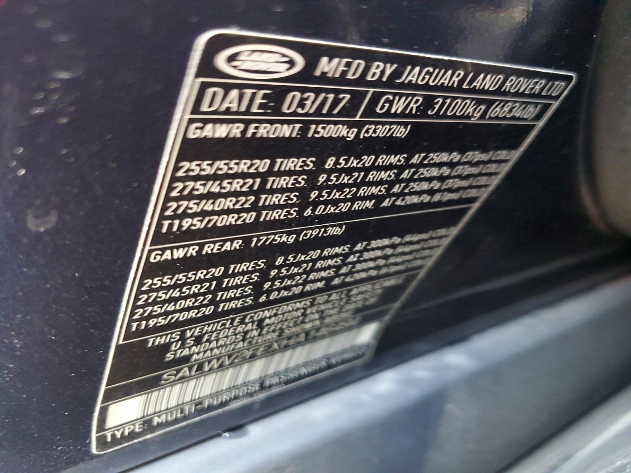 2017 LAND ROVER RANGEROVER
