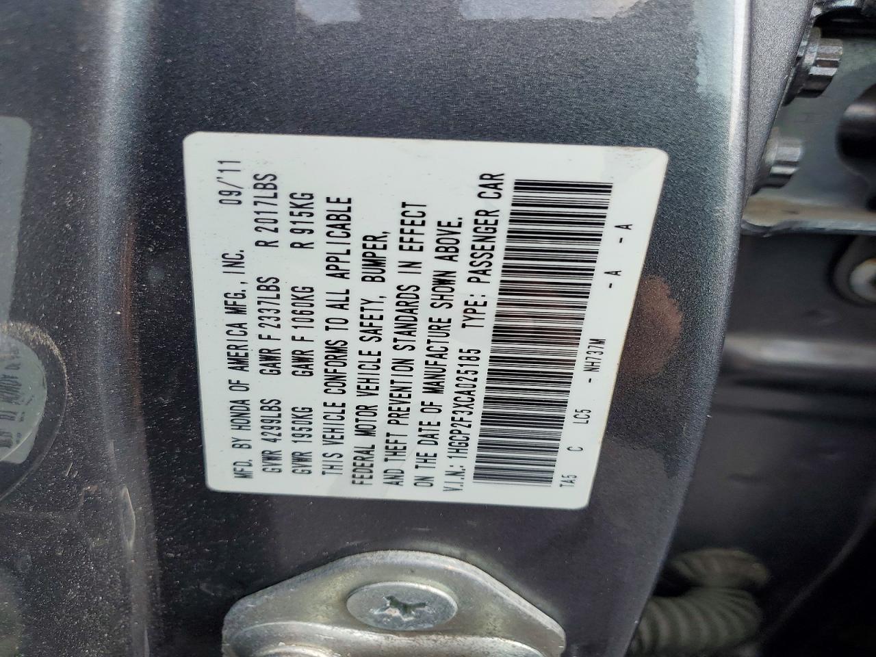 2012 HONDA ACCORD