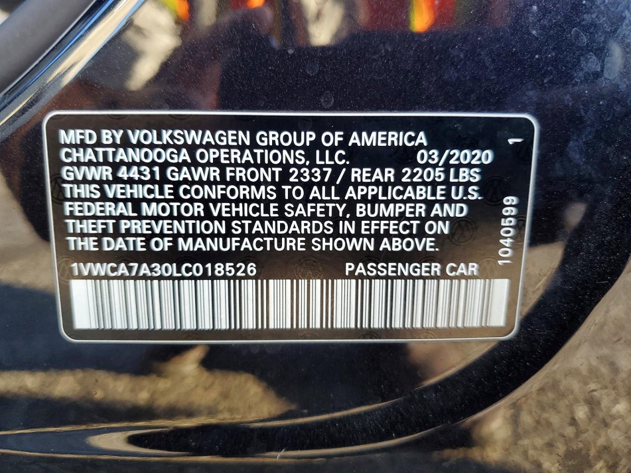 2020 VOLKSWAGEN PASSAT