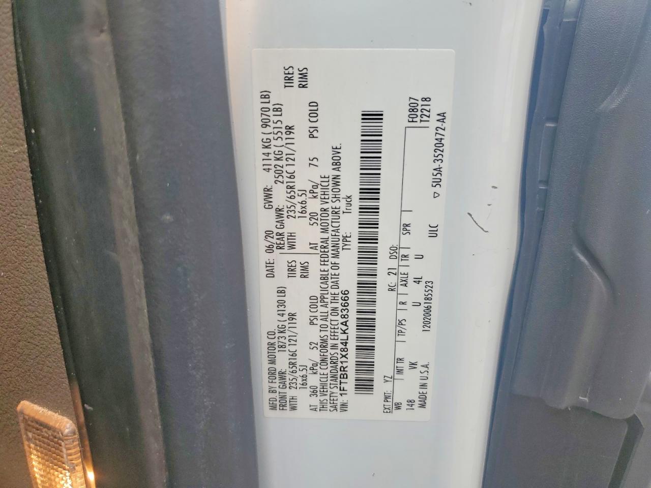 2020 FORD TRANSIT