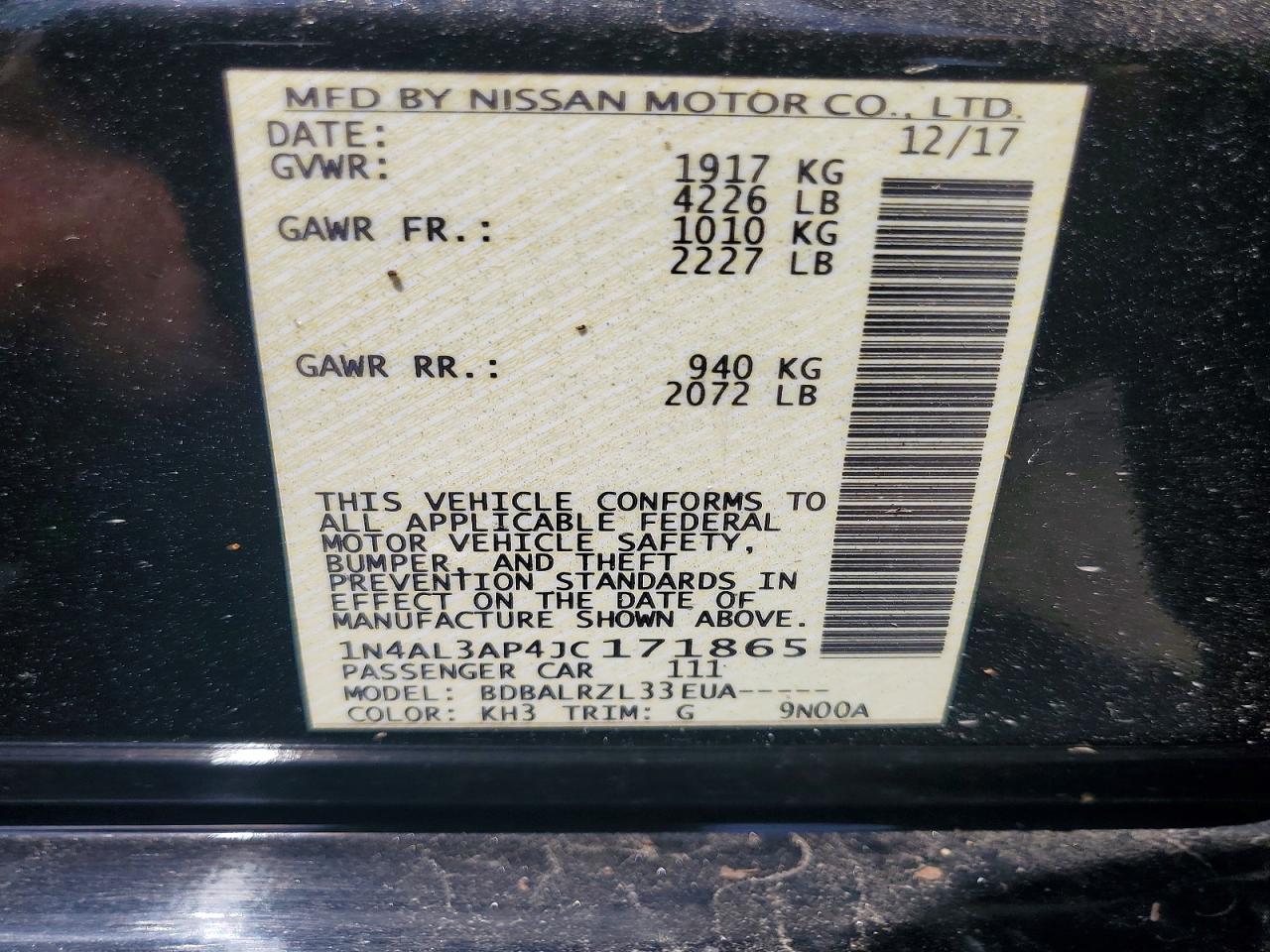 2018 NISSAN ALTIMA