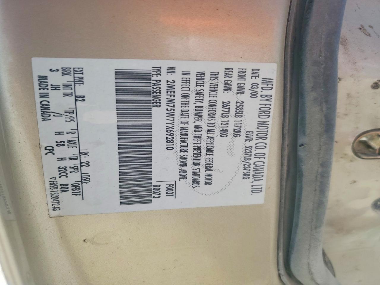 2000 MERCURY GRMARQUIS