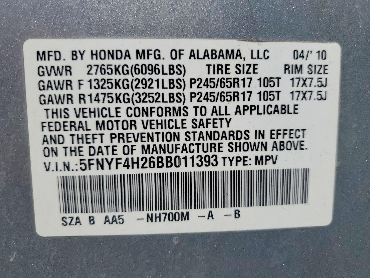 2011 HONDA PILOT