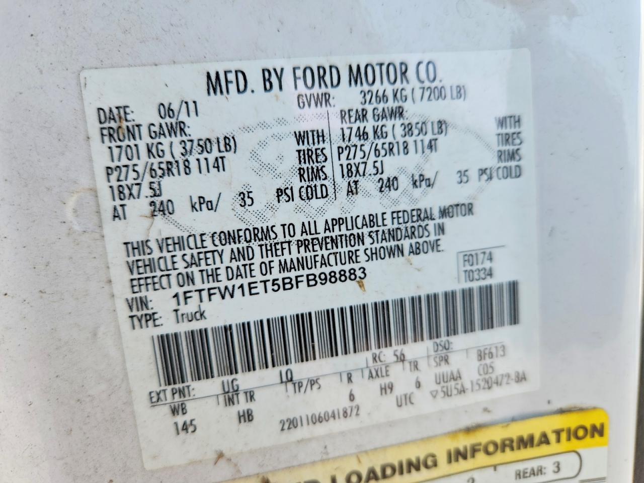 2011 FORD F150