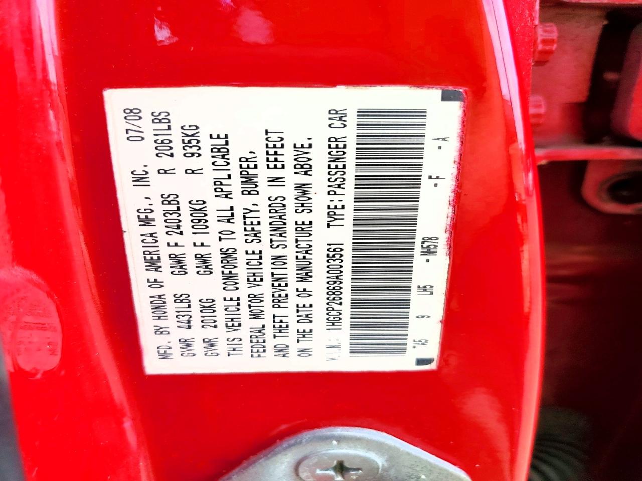 2009 HONDA ACCORD