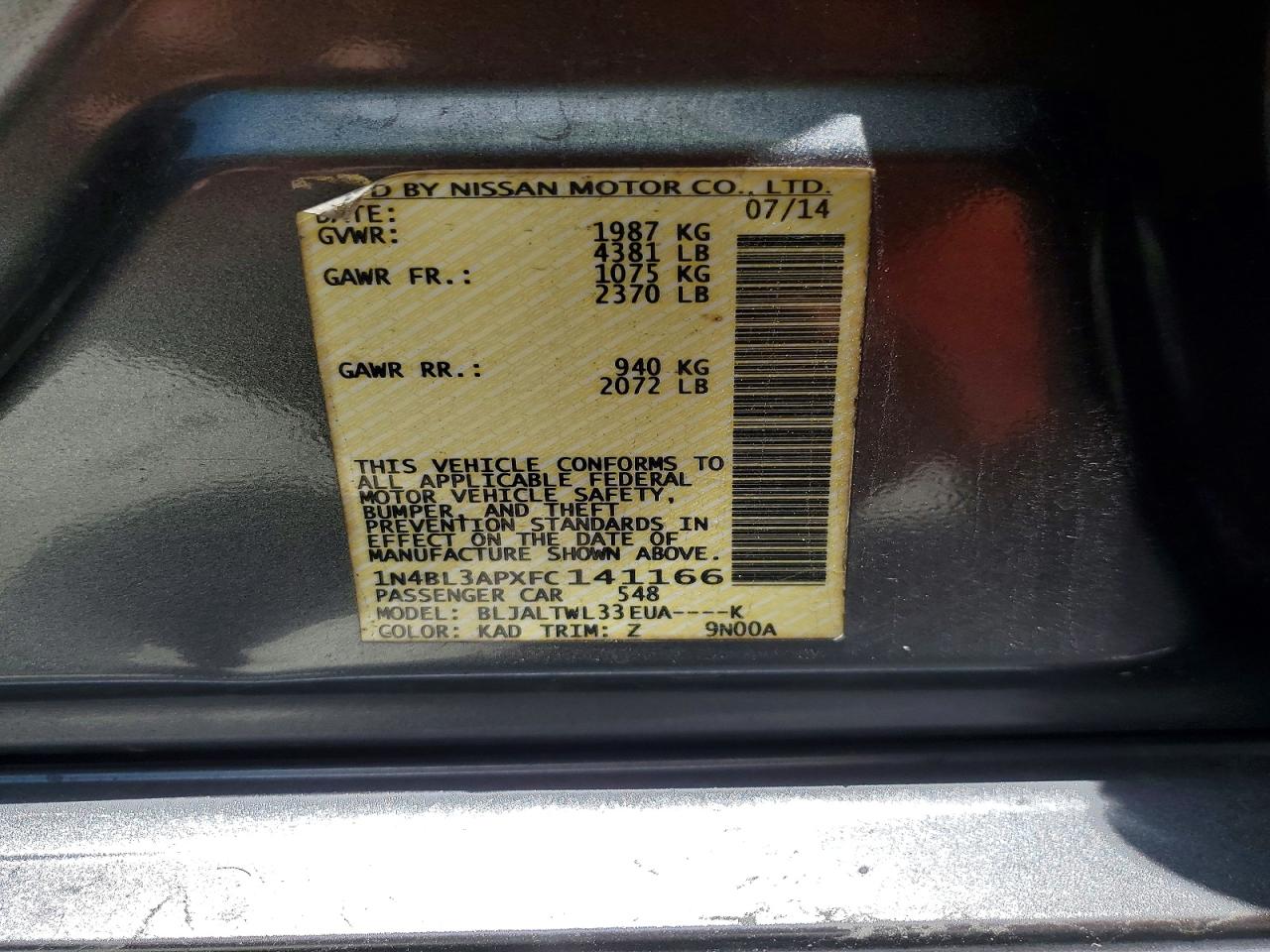 2015 NISSAN ALTIMA