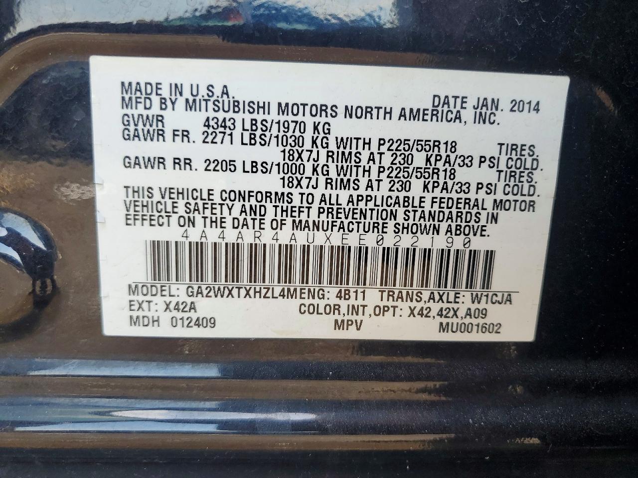 2014 MITSUBISHI OUTLANDER