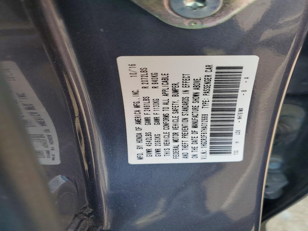 2017 HONDA ACCORD