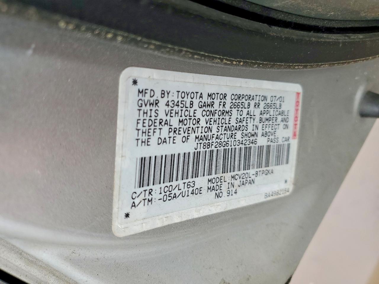 2001 LEXUS ES300