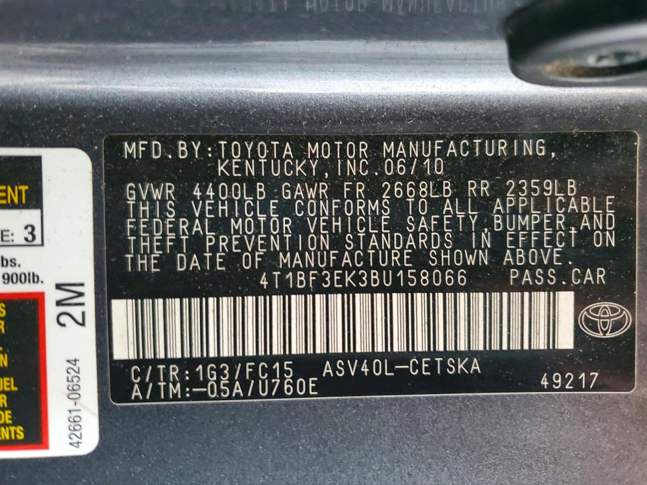 2011 TOYOTA CAMRY