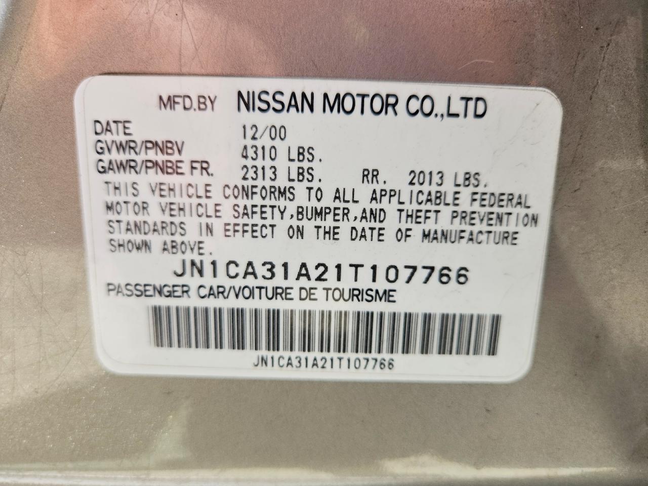2001 NISSAN MAXIMA