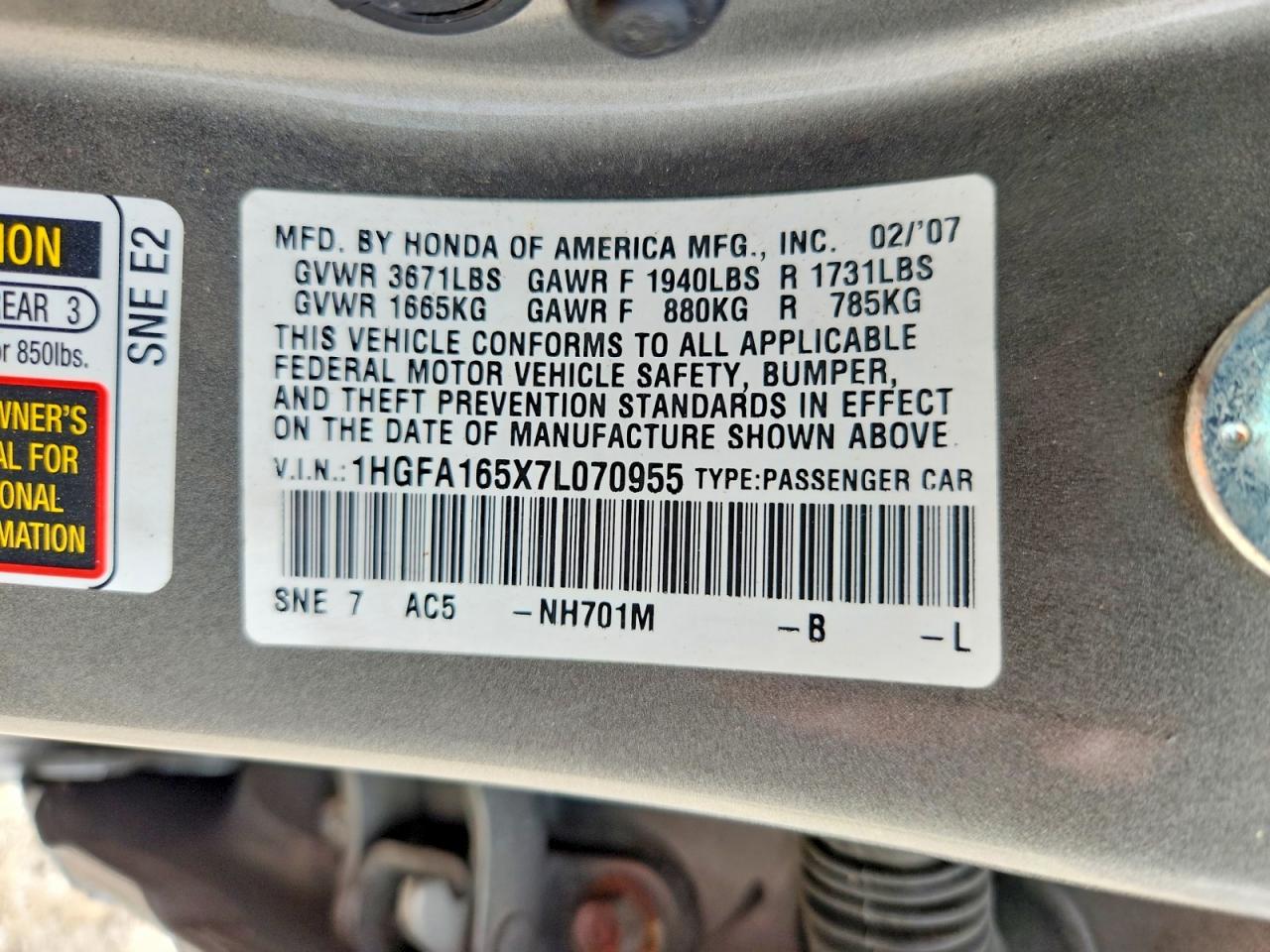 2007 HONDA CIVIC