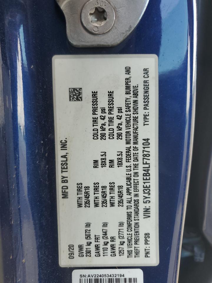 2020 TESLA MODEL 3