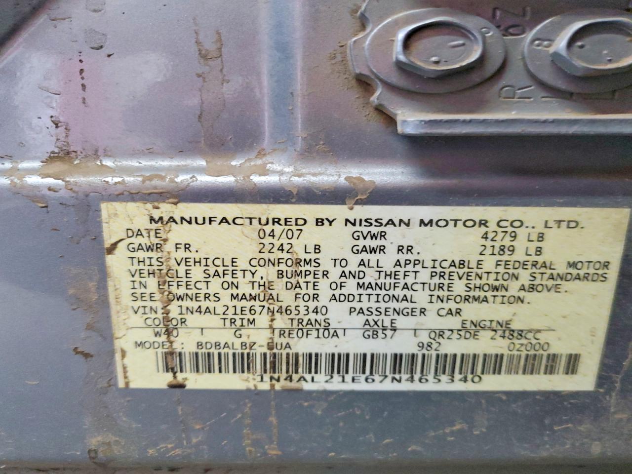 2007 NISSAN ALTIMA