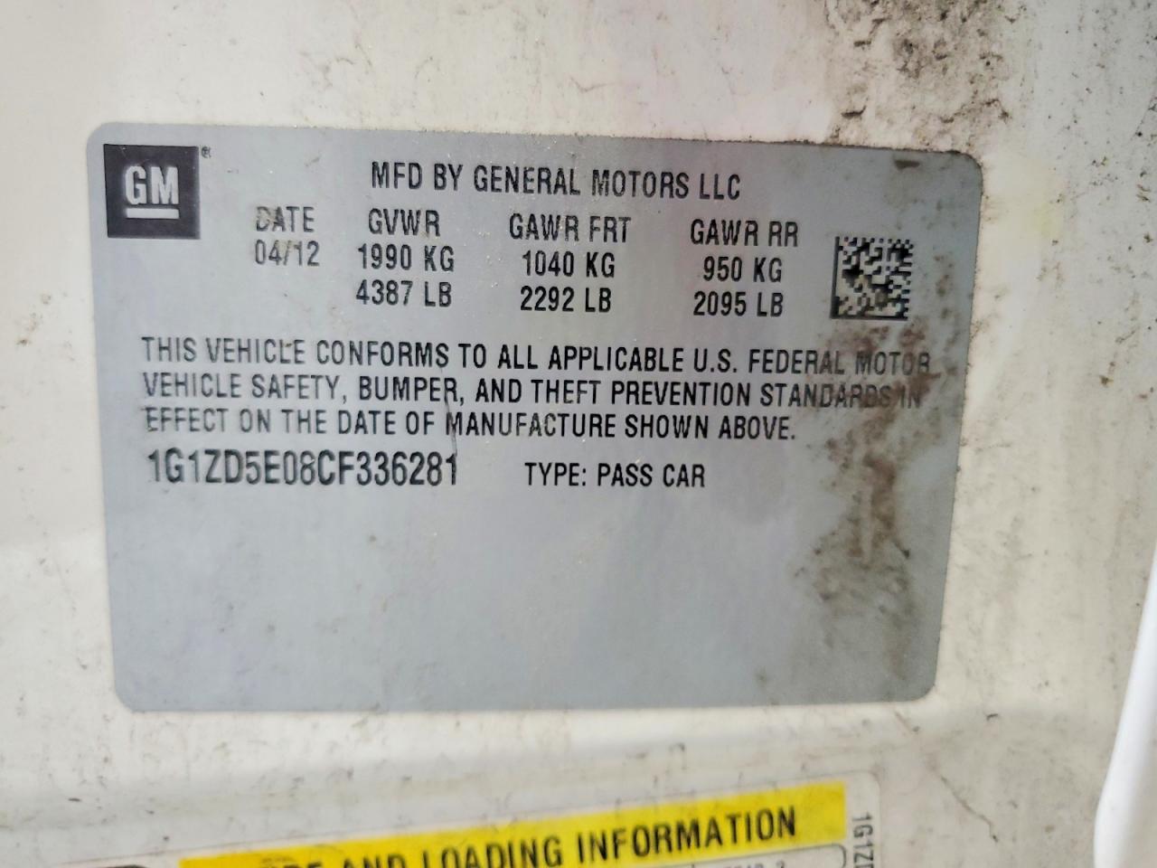 2012 CHEVROLET MALIBU