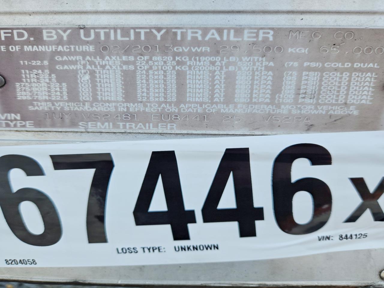 2014 UTILITY TRAILER MANUFACTURE TRAILER