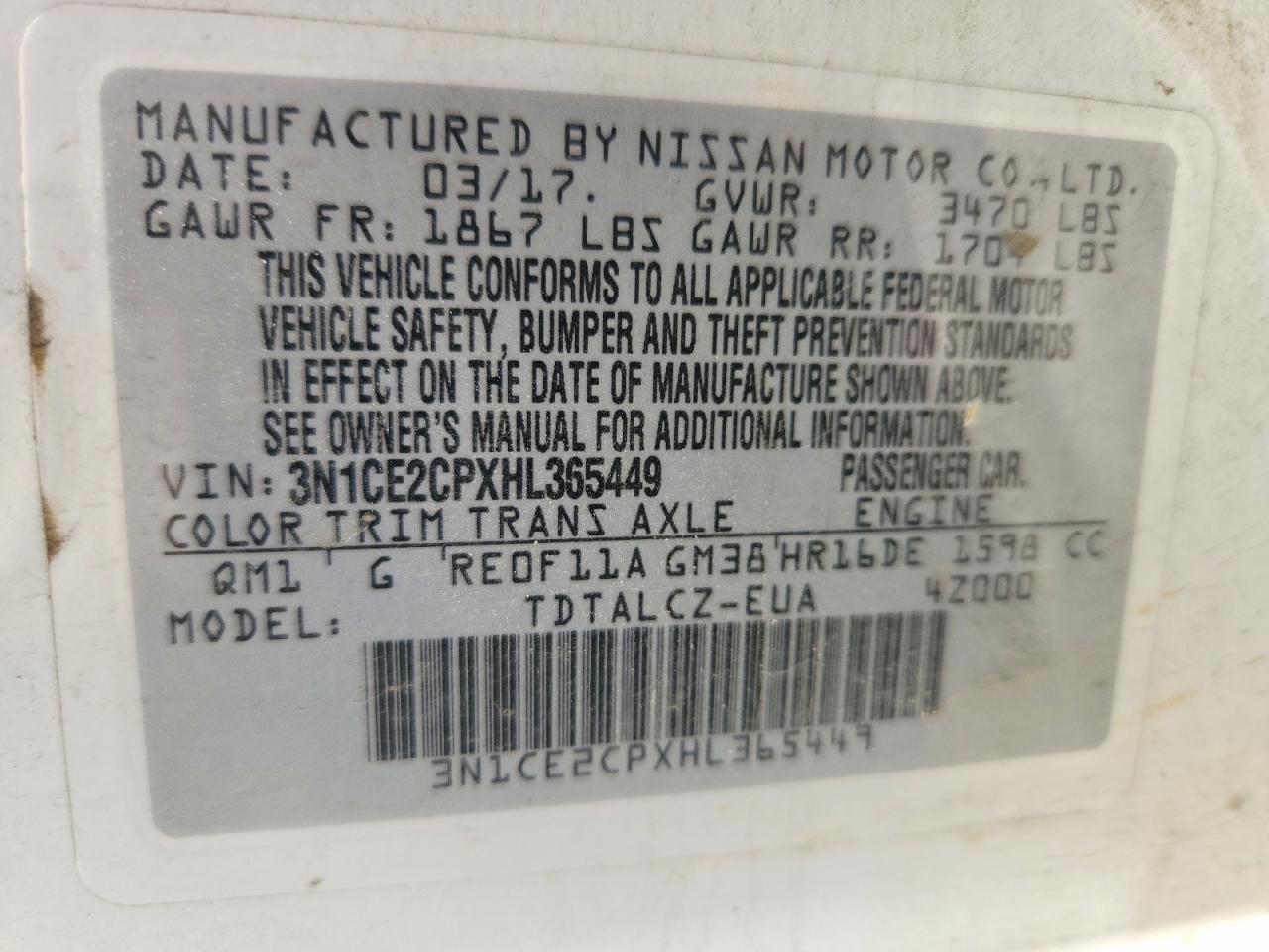 2017 NISSAN VERSA