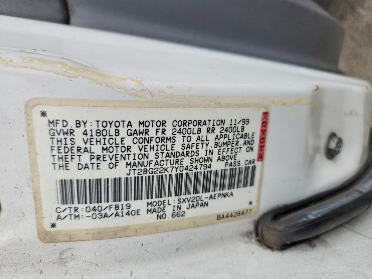2000 TOYOTA CAMRY
