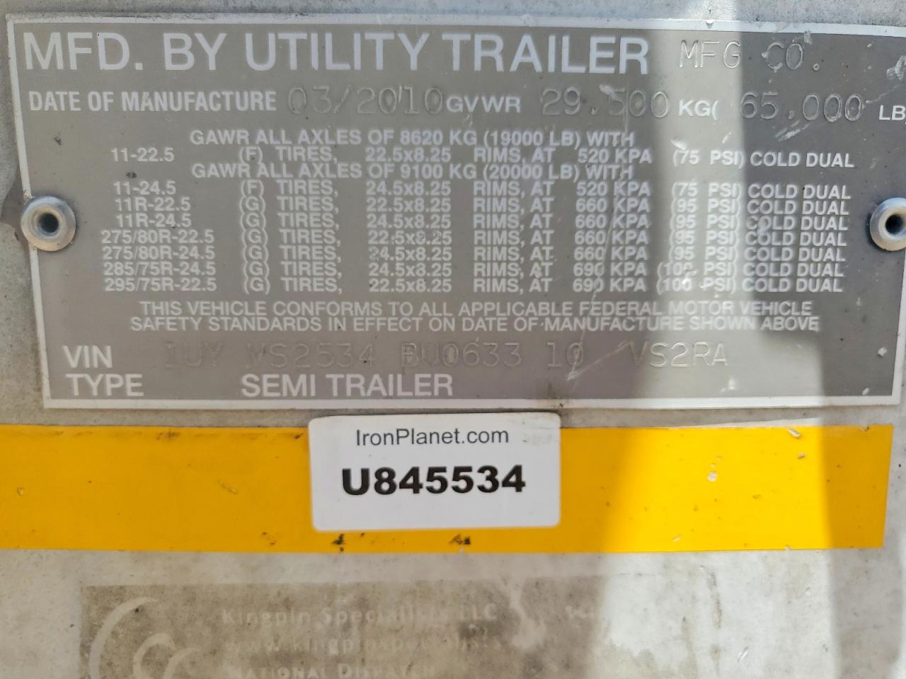 2011 UTILITY TRAILER MANUFACTURE TRAILER