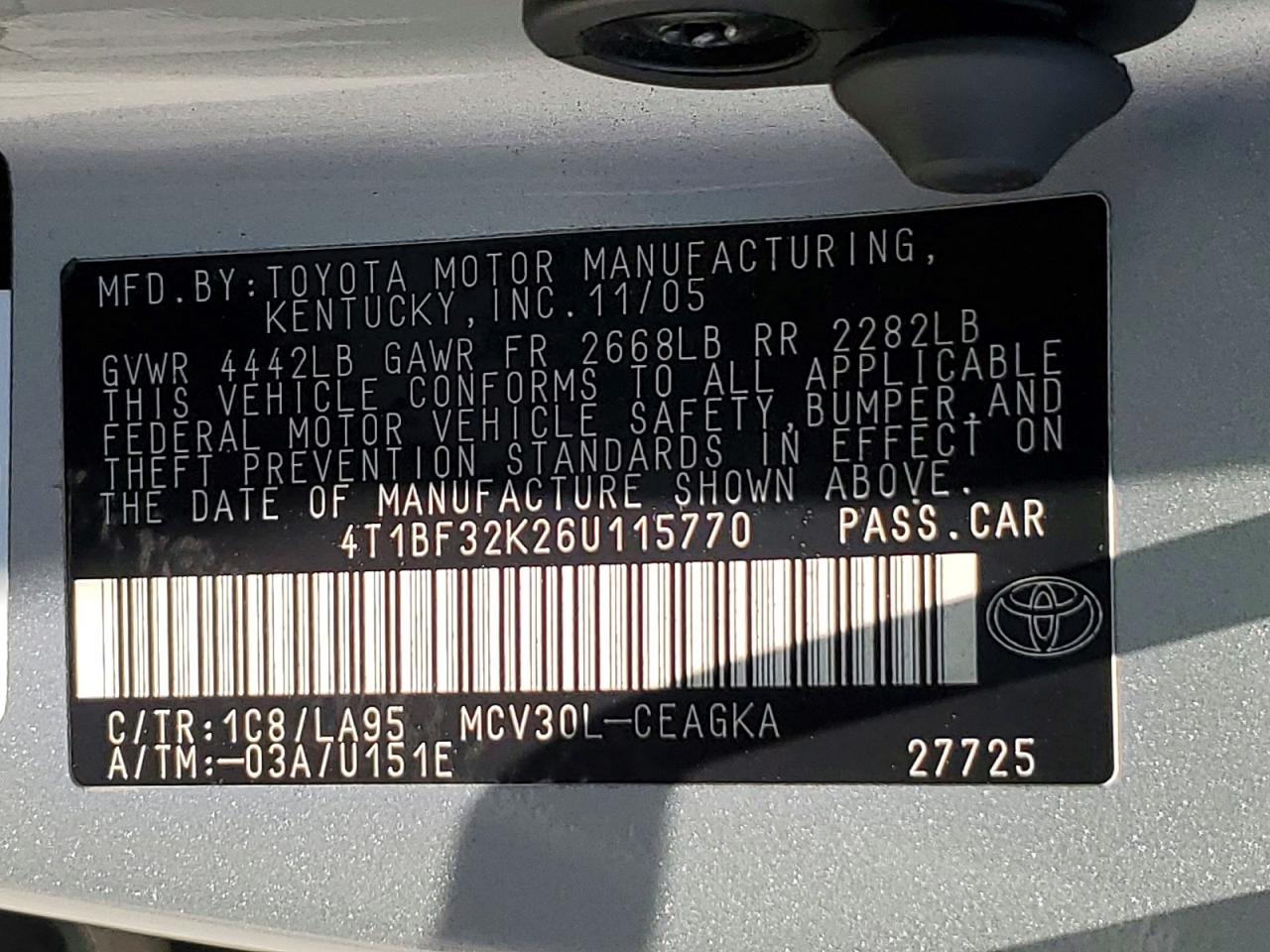 2006 TOYOTA CAMRY