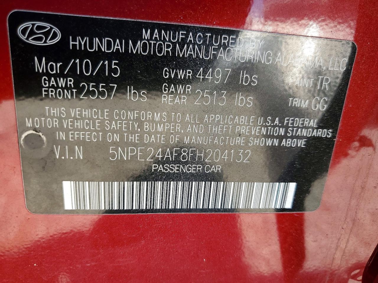 2015 HYUNDAI SONATA