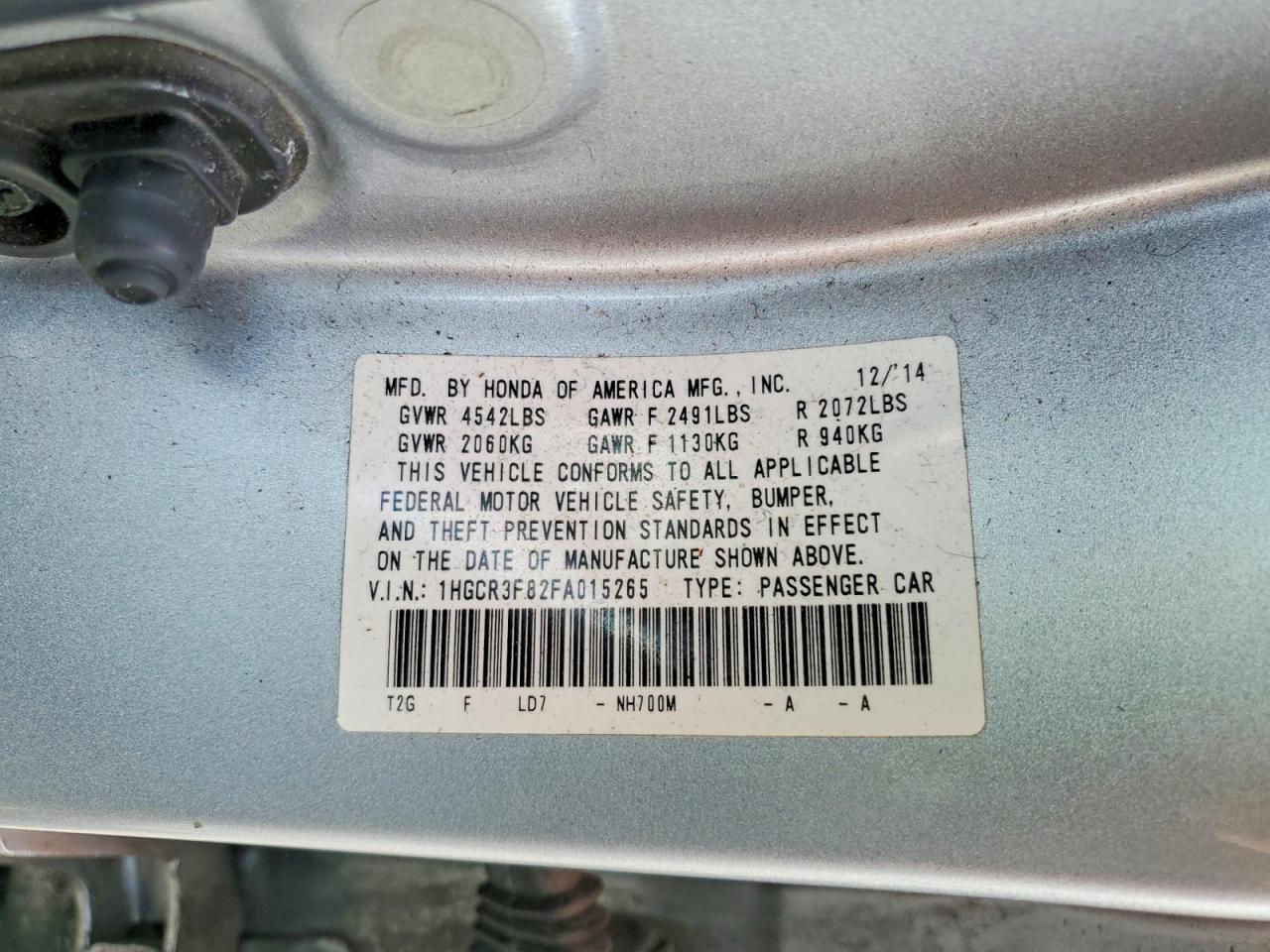 2015 HONDA ACCORD