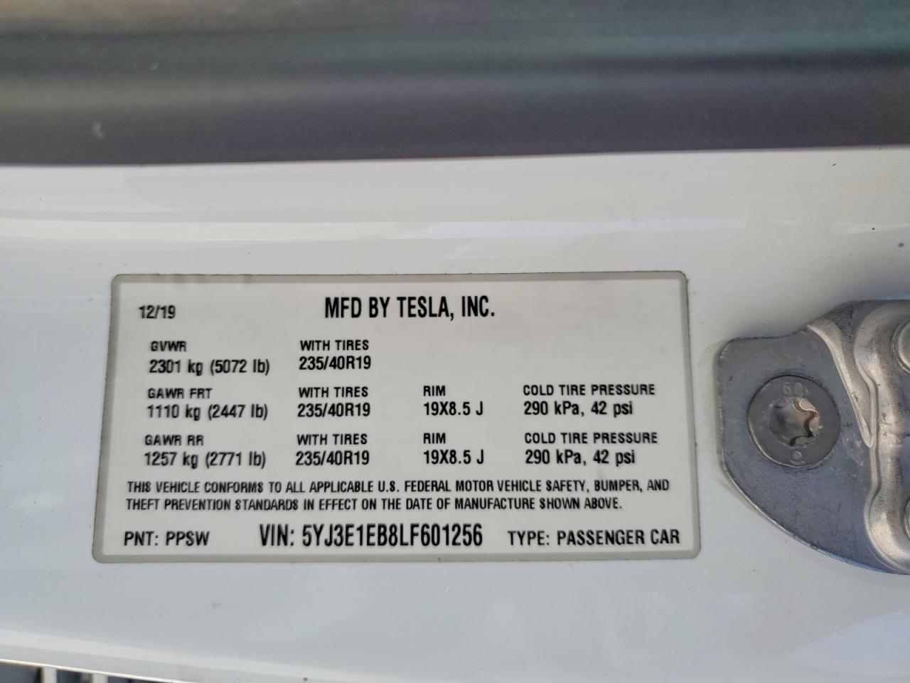 2020 TESLA MODEL 3