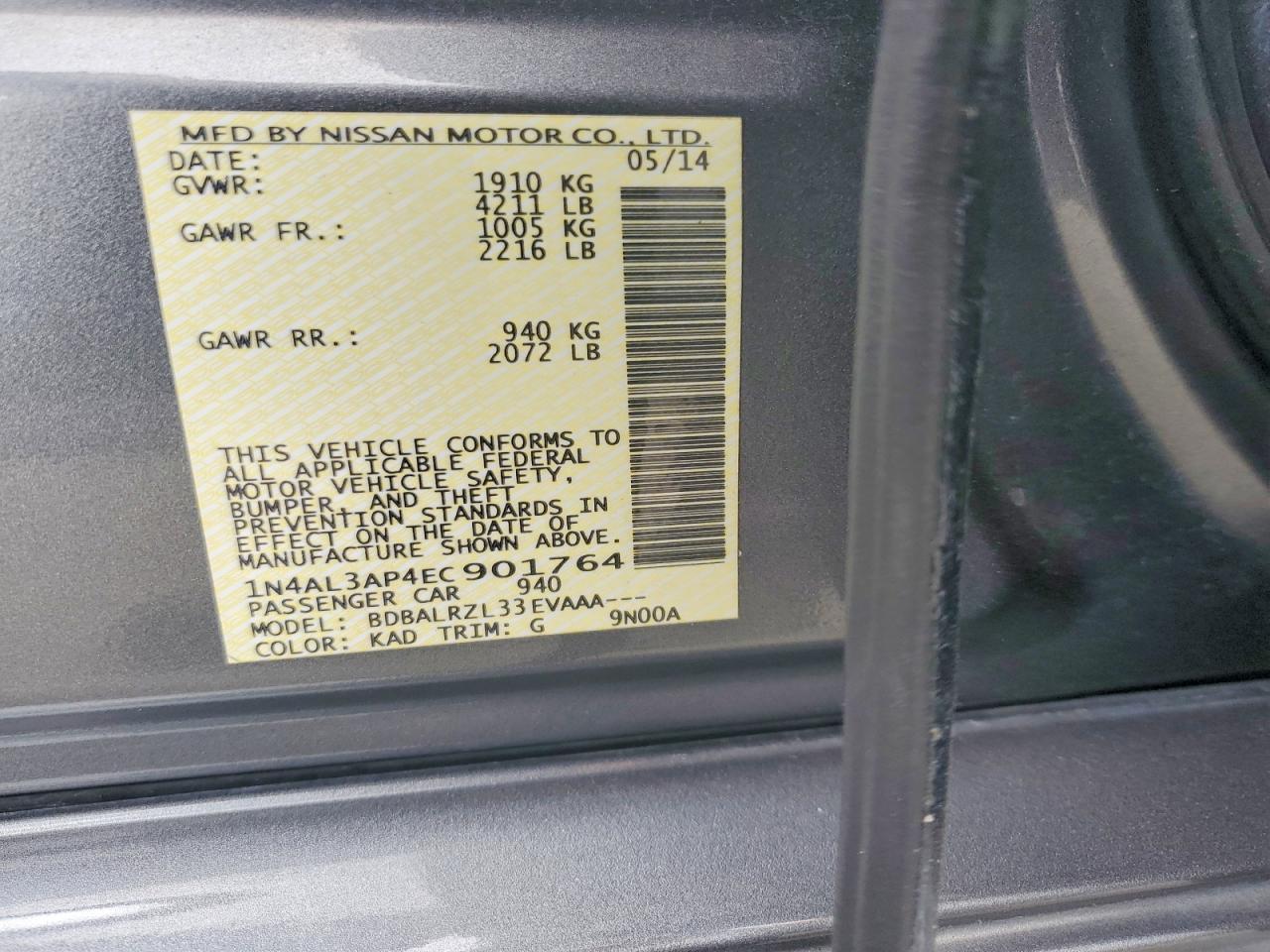 2014 NISSAN ALTIMA