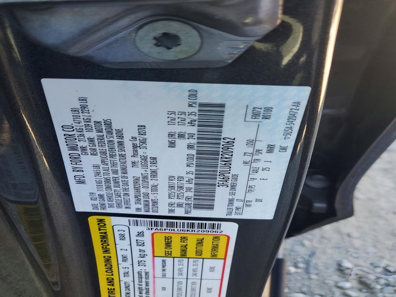 2019 FORD FUSION