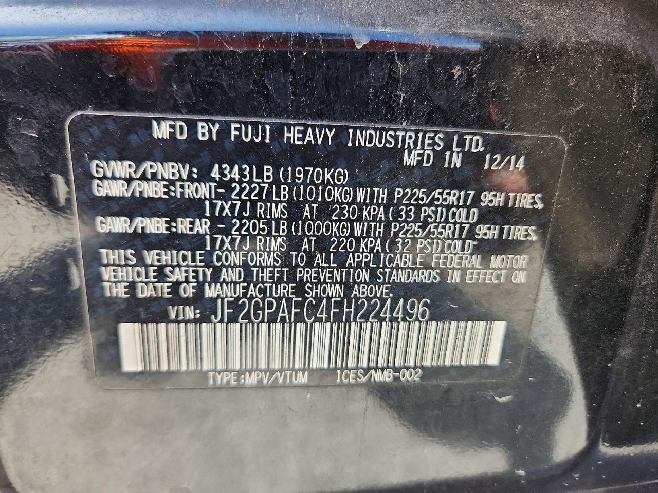 2015 SUBARU XV
