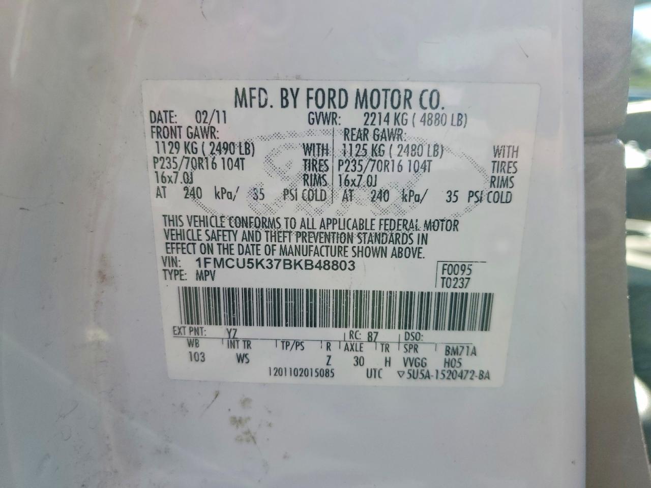 2011 FORD ESCAPE